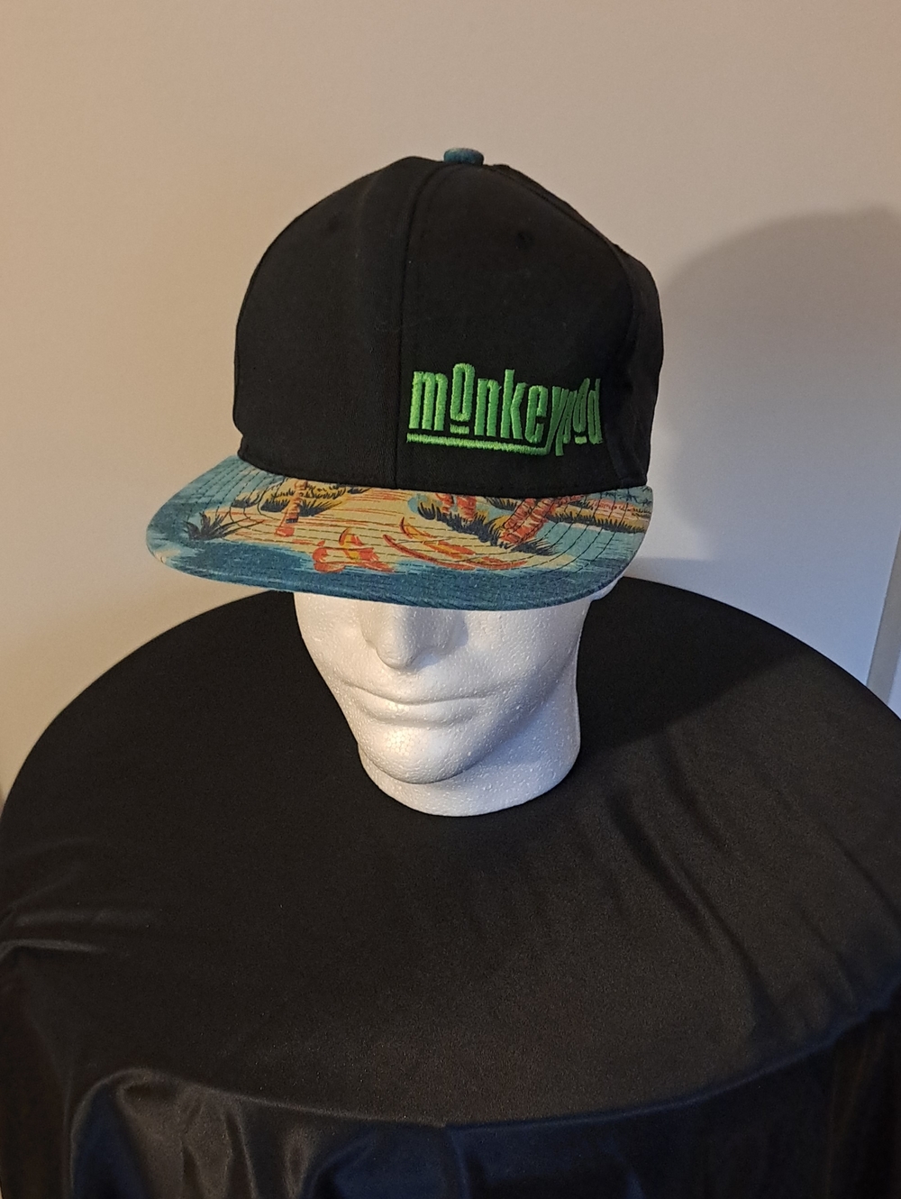 Monkeypod Lucky Live Hawaii Ko Olina, Oahu Black Snapback Hat with Tropical Brim